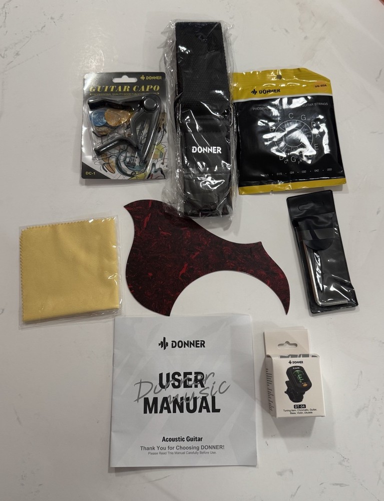 Donner Guitar Accessories Tuner, Strings, Strap, Capo New E46