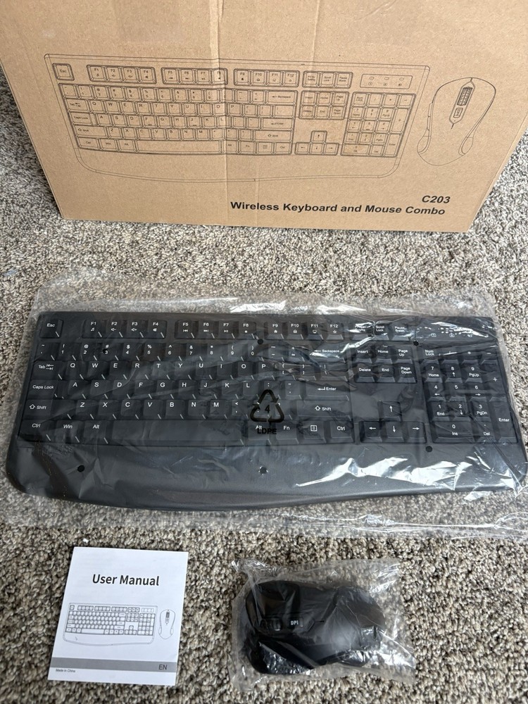Wireless Keyboard and Mouse Combo, EDJO 2.4G Full-Sized Ergonomic
