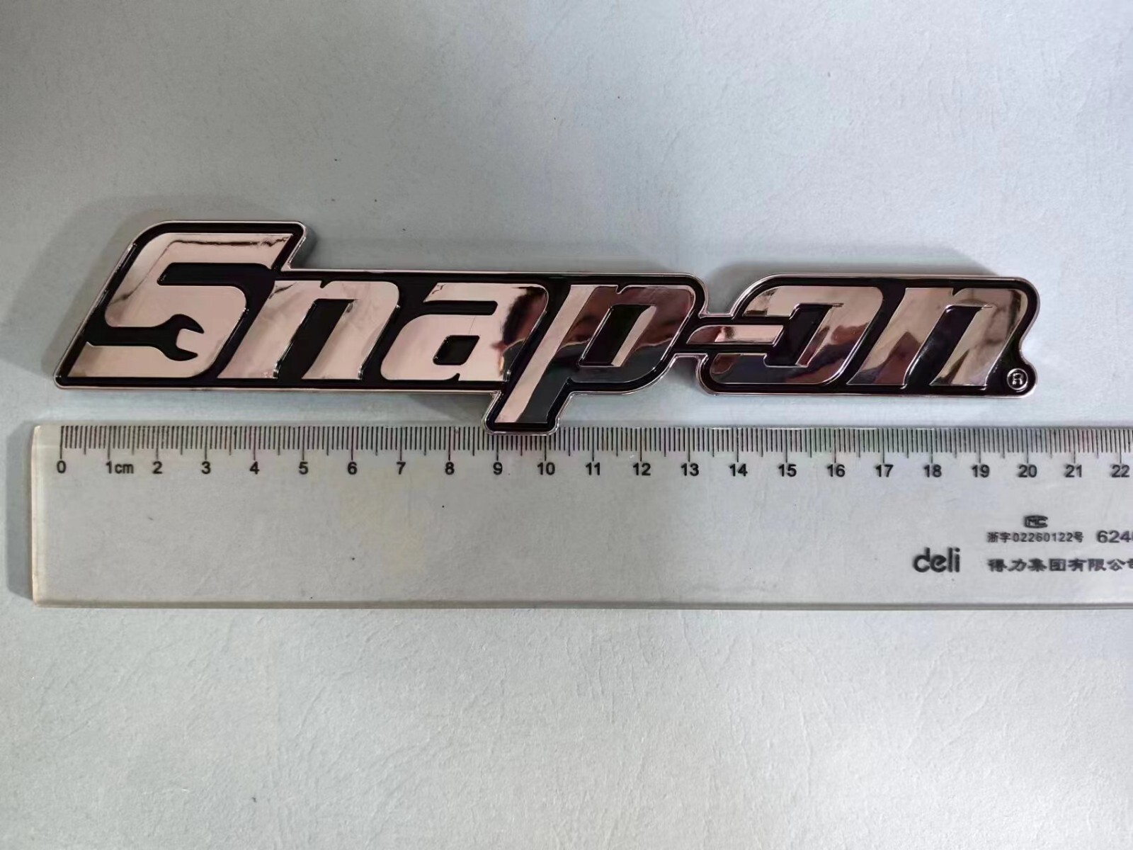 2PCs SNAP-ON TOOL BOX LOGO EMBLEM Chrome Silver Badge Decal 8" INCH LONG - NEW