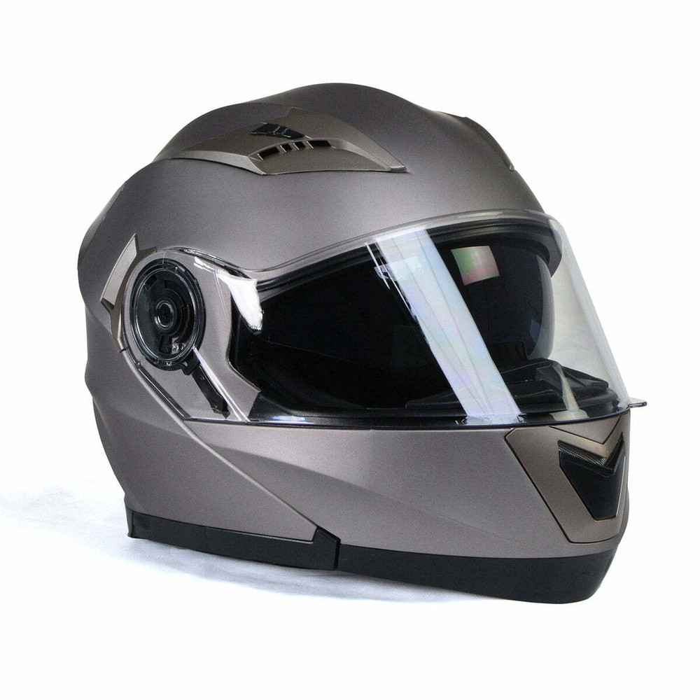 Milwaukee Helmets MPH9808DOT 'Ionized' Silver Advanced Motorcycle Modular Helmet