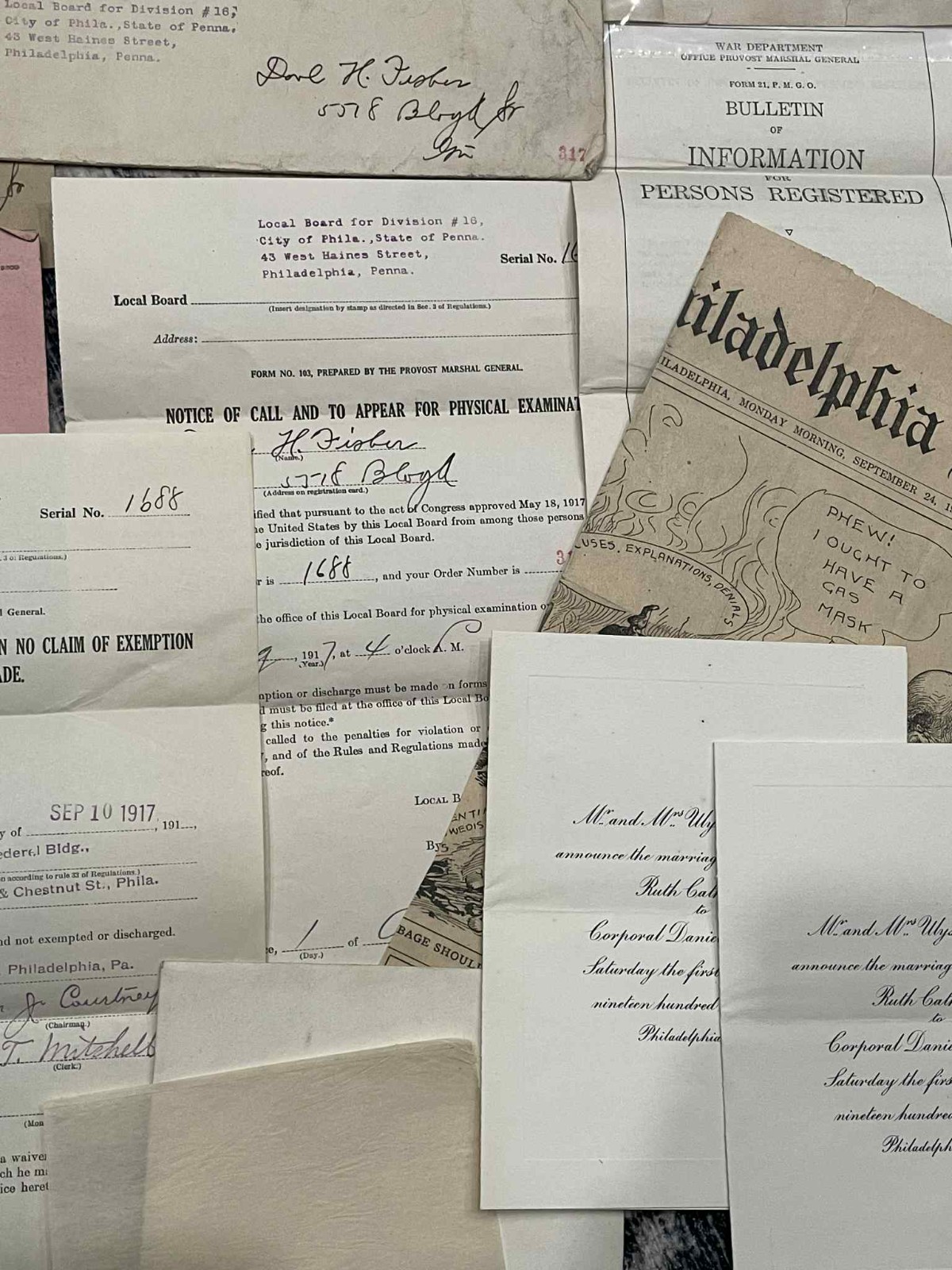 WW1 WWI Army Military 79th Division 304 Engineer AEF Document Grouping DH Fisher