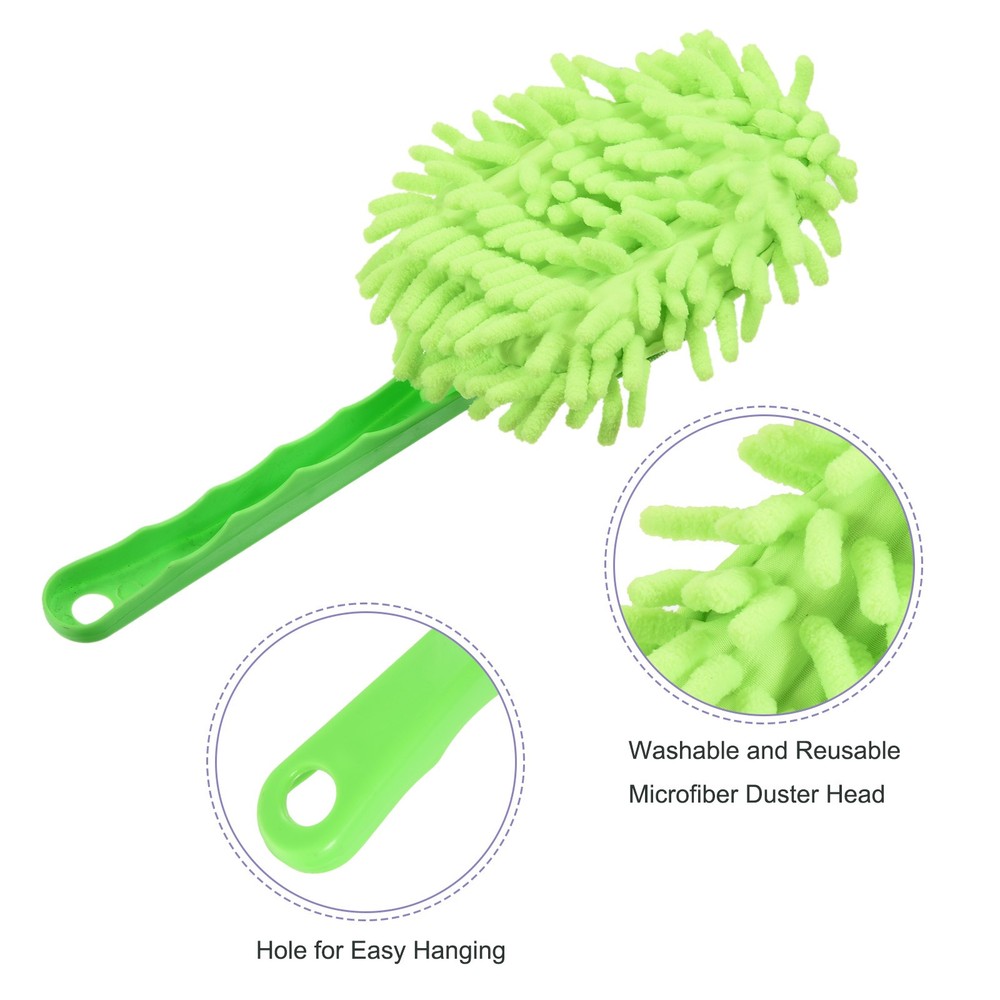 3Pcs Microfiber Chenille Duster Washable Cleaning Brush Dusting Tool Green