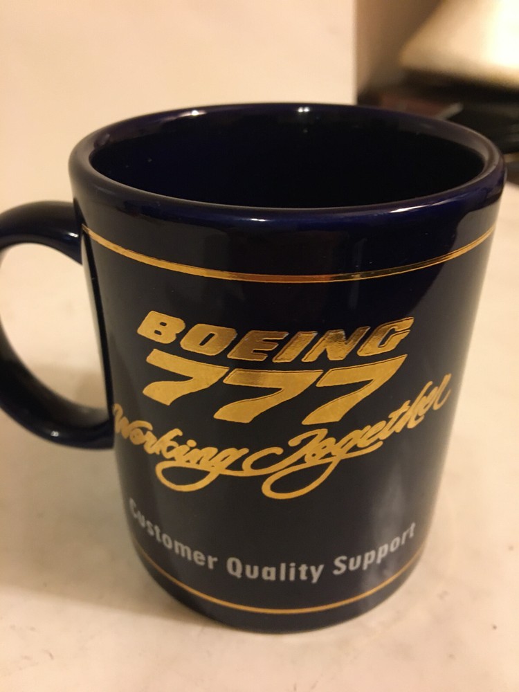 Boeing 777 Coffee Cup or Mug, Quality Support Blue, Clean