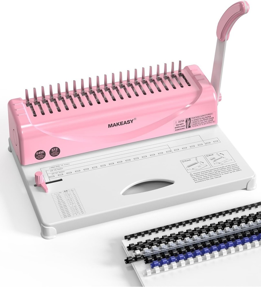 Efficient Comb Binding Machine for A4, A5, & Letter Size - 100 Spines Included