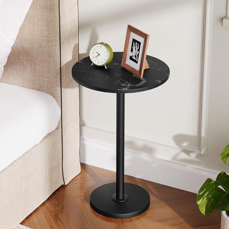 Sturdy Round Side Table Compact End Table Storage Display in Small Spaces New