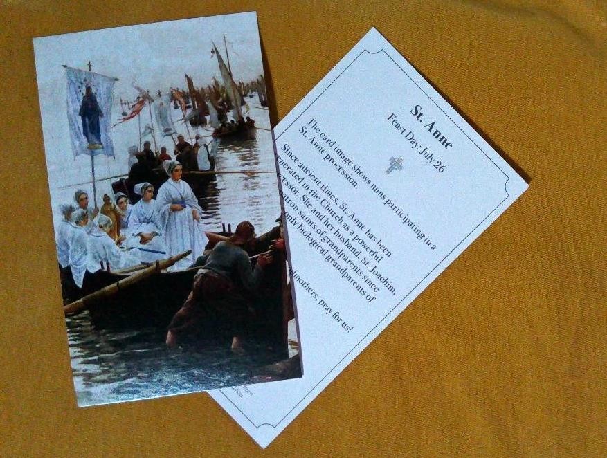 Holy Card Saint Anne Procession image Alfred Guillou 1887, new old 1990s card