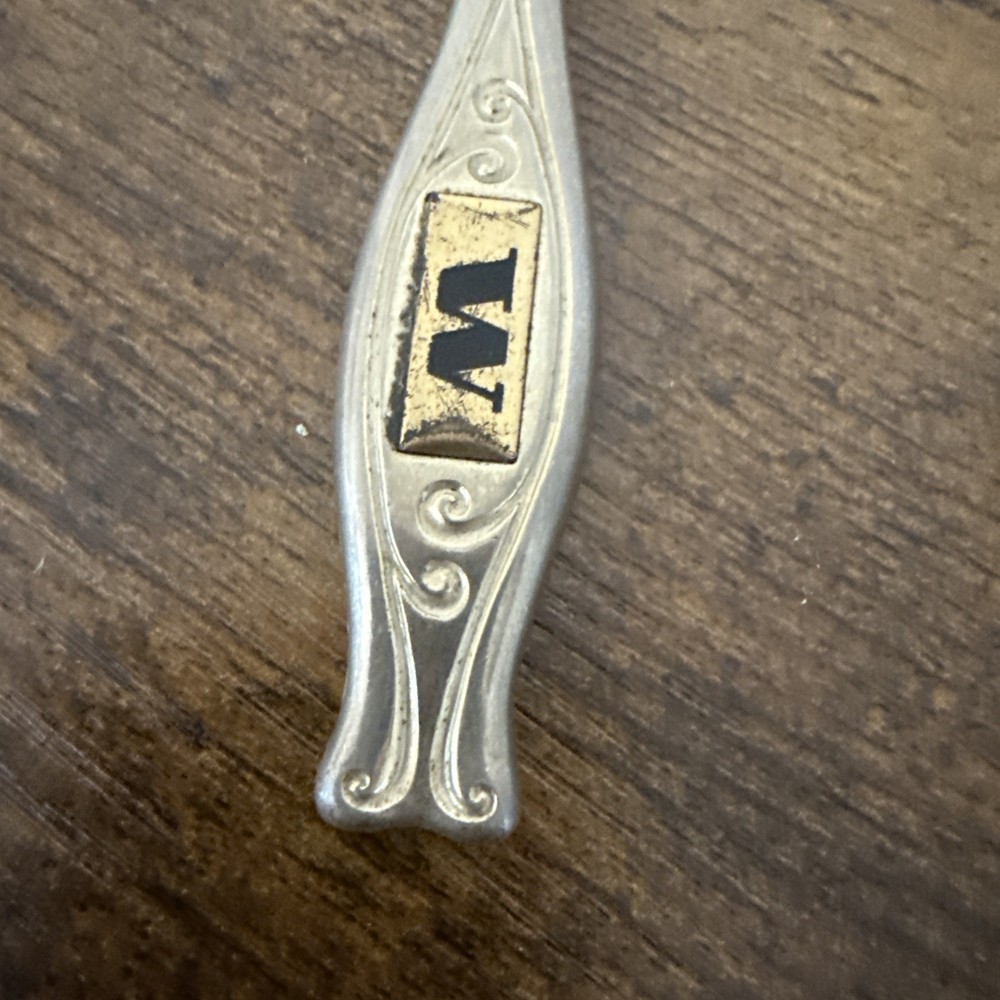 Antique Hand Held Brass Pencil Sharpener with W initial