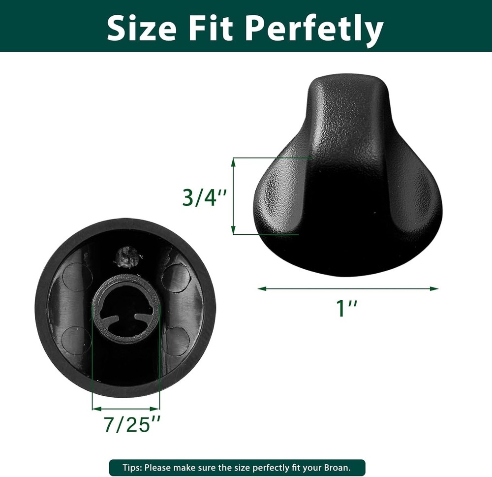 2-Pack S99360232 Range Hood Knobs Black Fits Broan Nutone Vent Fan Replacement