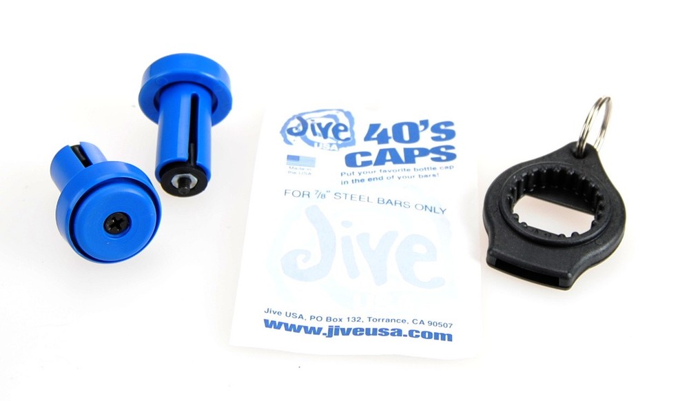 Jive Handle 40's Caps Bicycle Handlebar Bar Ends (PAIR) BLUE