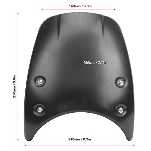 Motorcycle Windshield, Aluminum Windshield Windscreen Headlight Fairing Black