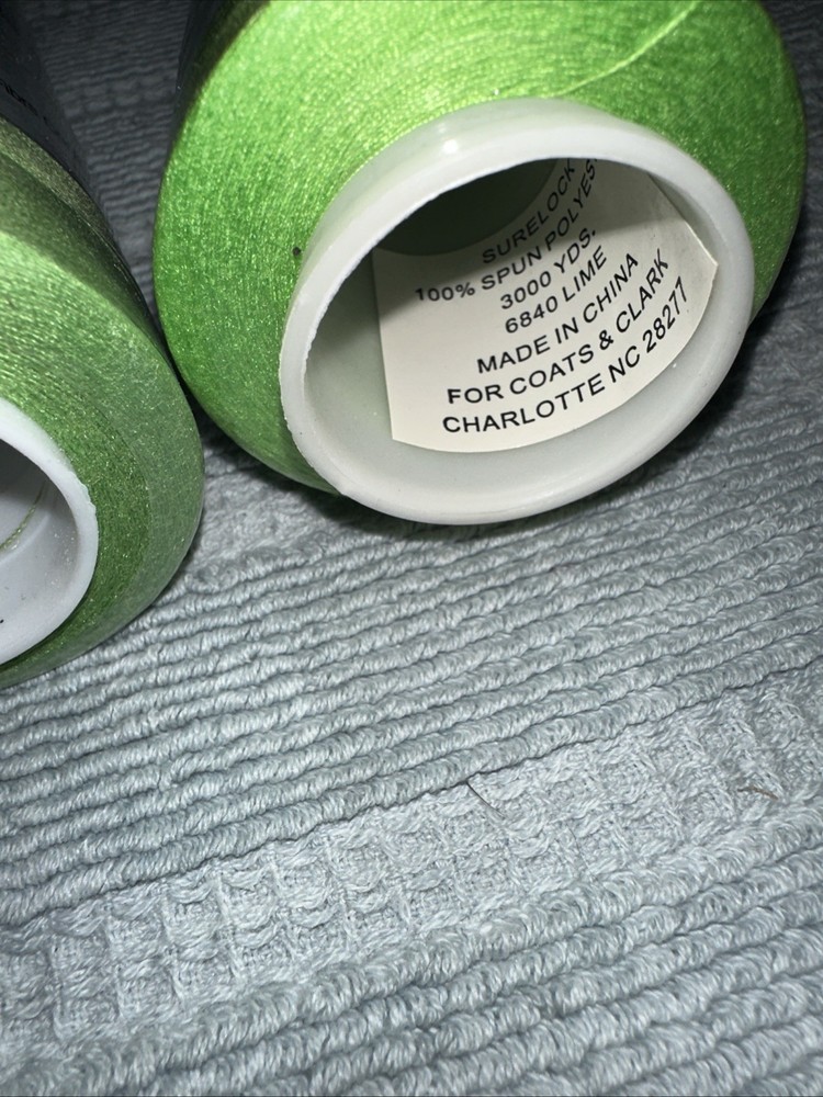 Coats Surelock 5 Spools 6840 Lime Polyester Thread, Multi-purpose, 3000 Yds