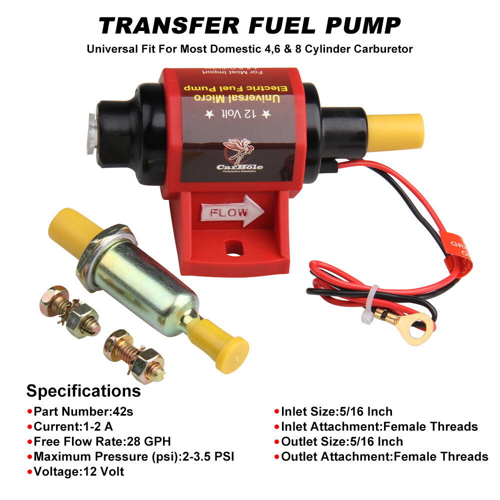 2-3 PSI 28 GPH Low Pressure Electric Inline Fuel Pump Carburetor Gas Universal