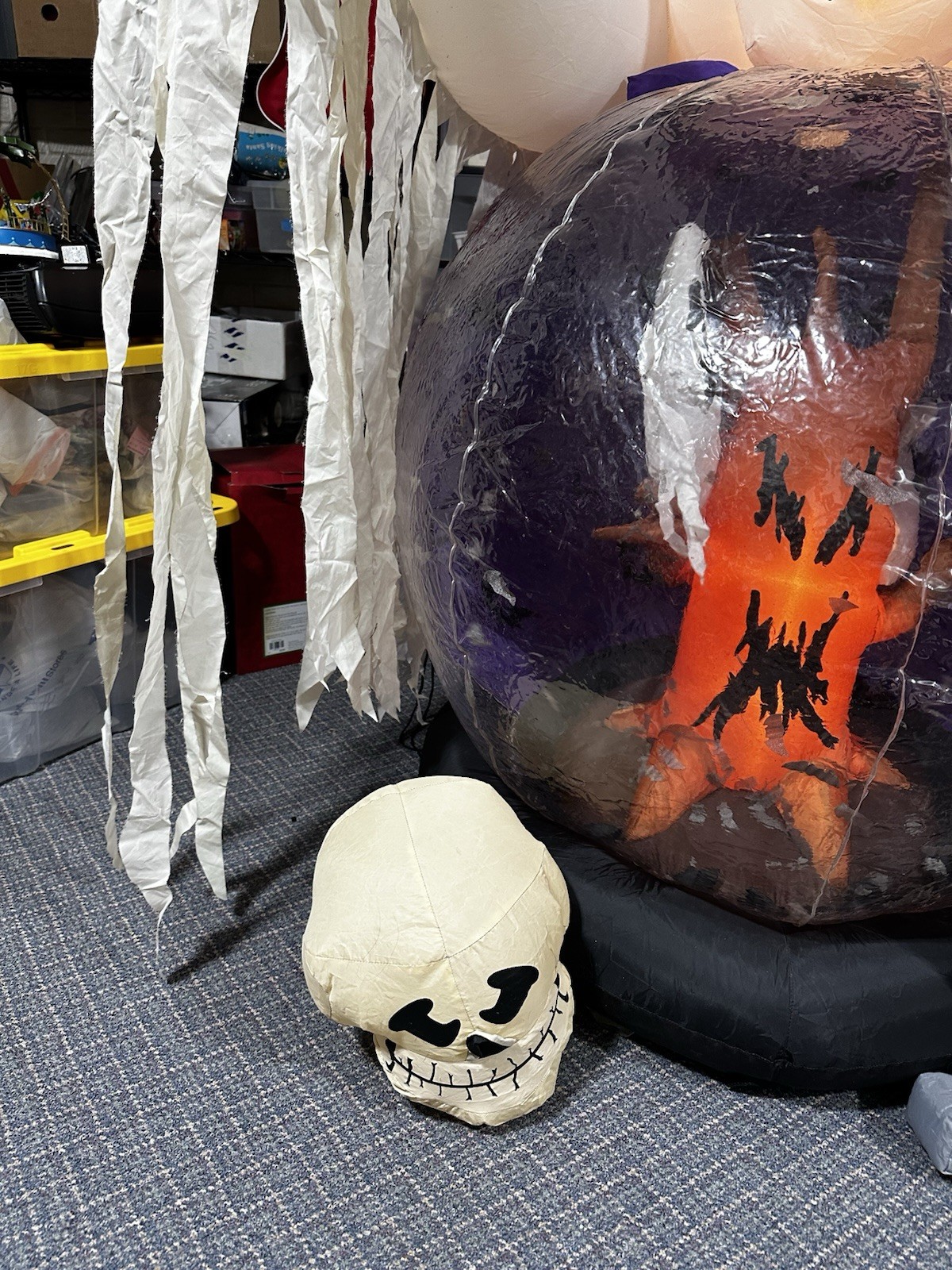 7 Feet Tall Inflatable Ghost Whirlwind Globe Flying Bat Skull Halloween Grave