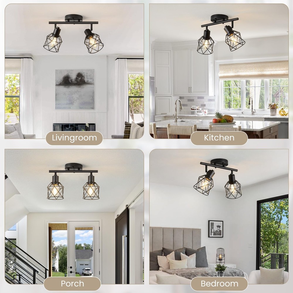 2-Lights Kitchen Track Lighting, Adjustable Multi-Directional Ceiling Light F...
