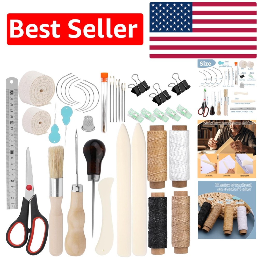 Beginner's Bookbinding Kit: 41 Tools Including Bone Folder & Binding Supplies