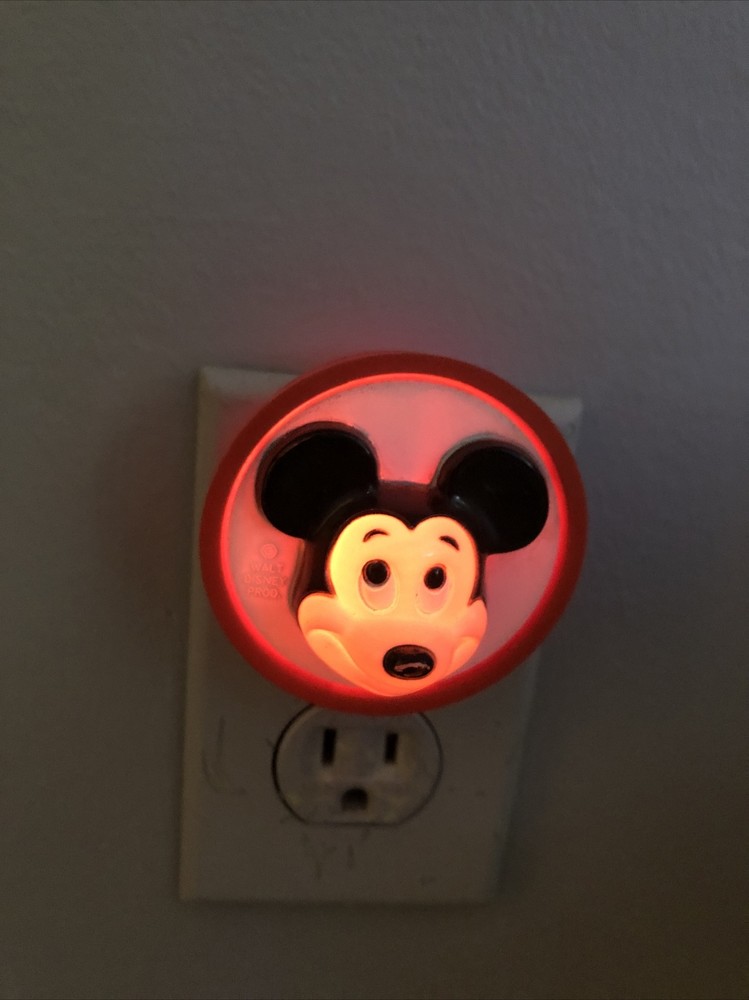 Vintage Mickey Mouse Night Light Plug In Face 2.5” General Electric