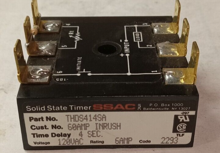 NEW SSAC THDS414SA SOLID STATE TIMER 60 AMP INRUSH 6 AMP 120 VAC 4 SECOND TIMER