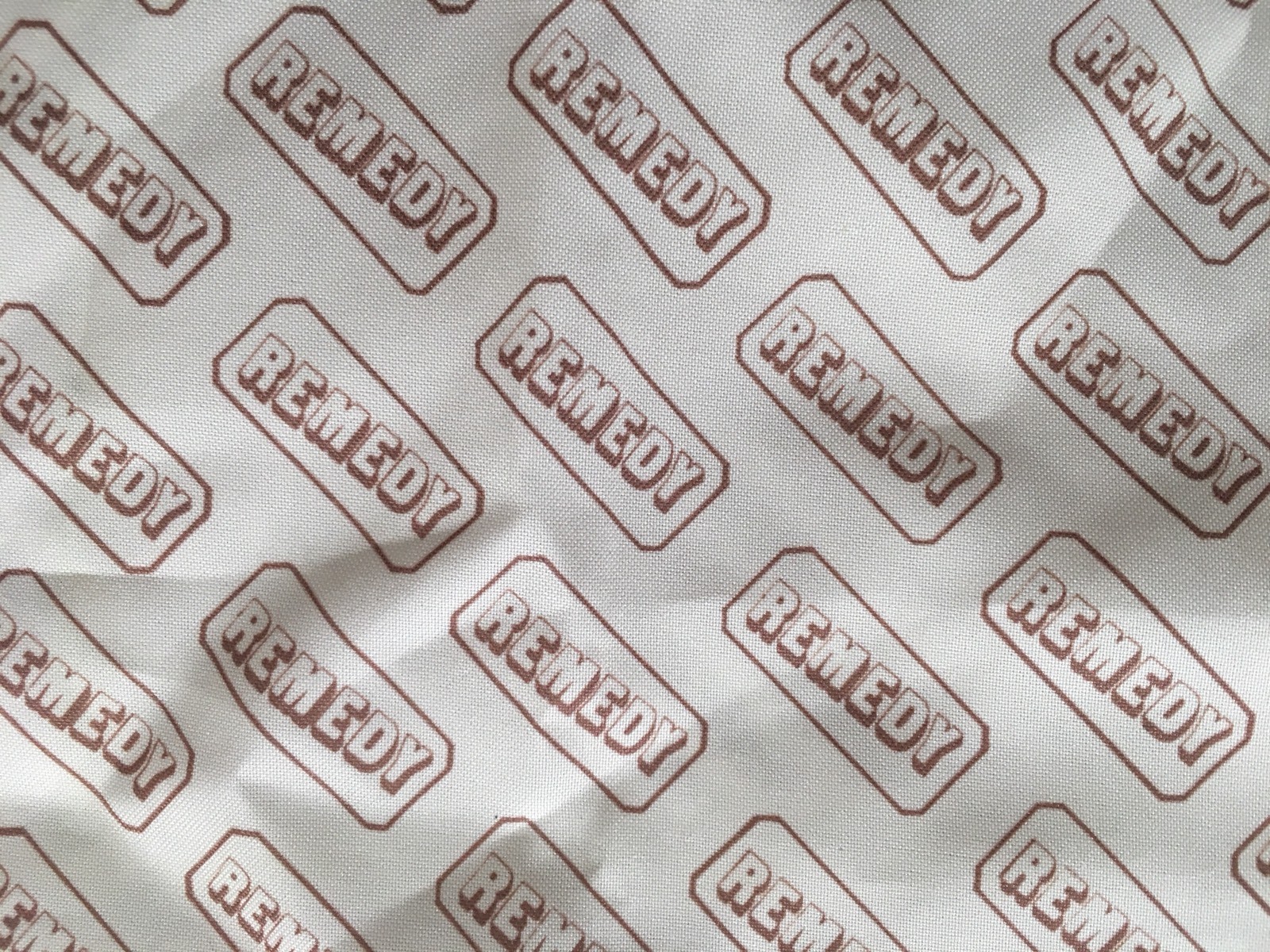 Vintage Brown and White Remedy Mod Typographical Square Scarf Kerchief