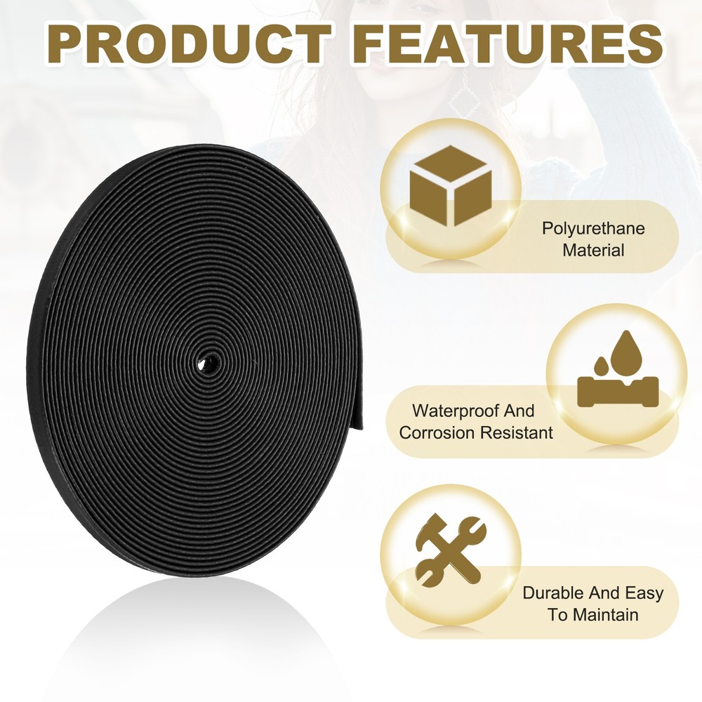 5mm Wide Flat Leather Cord String Leather Trimming Tape, Black