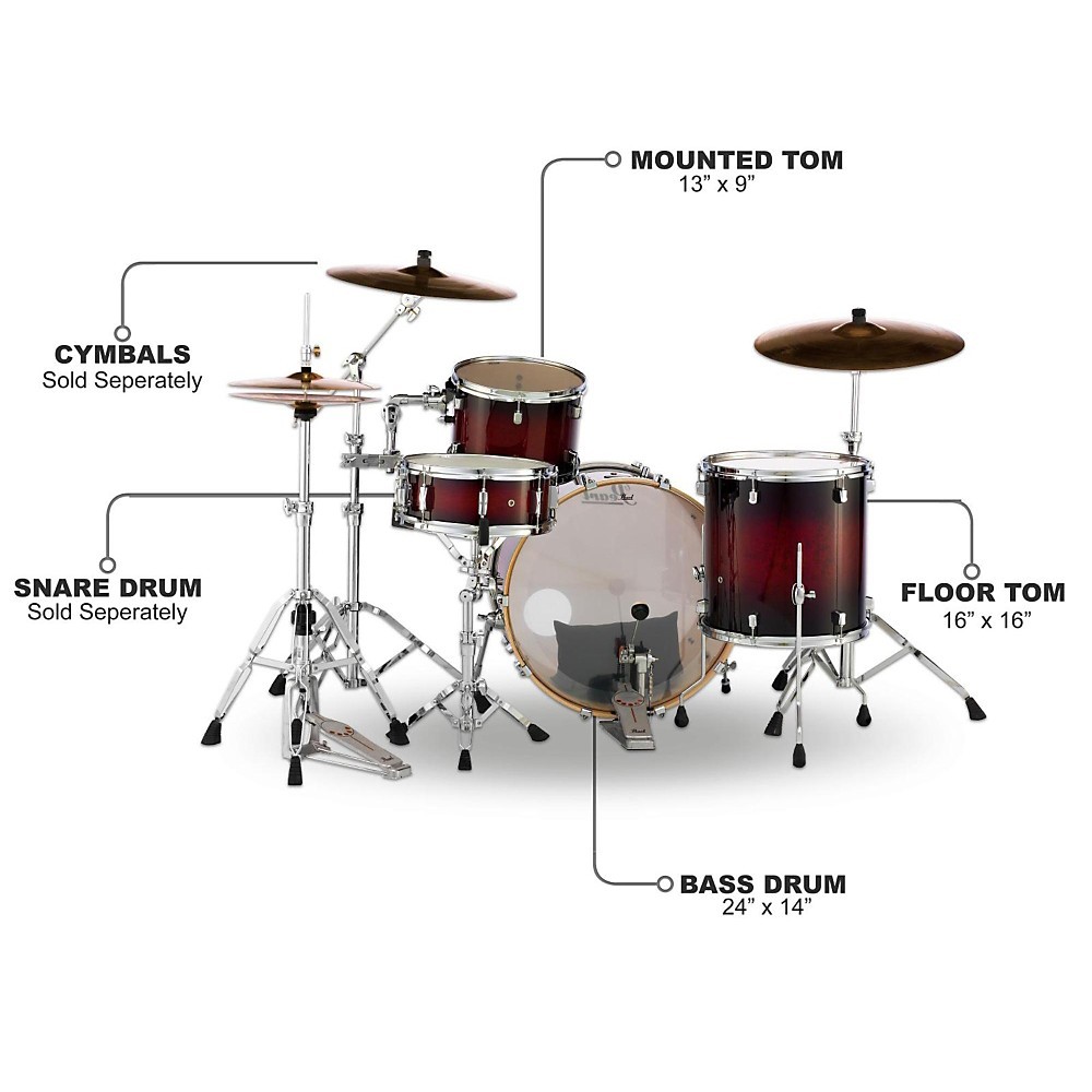 Pearl Decade Maple 3-Piece Shell Pack Gloss Deep Red Burst