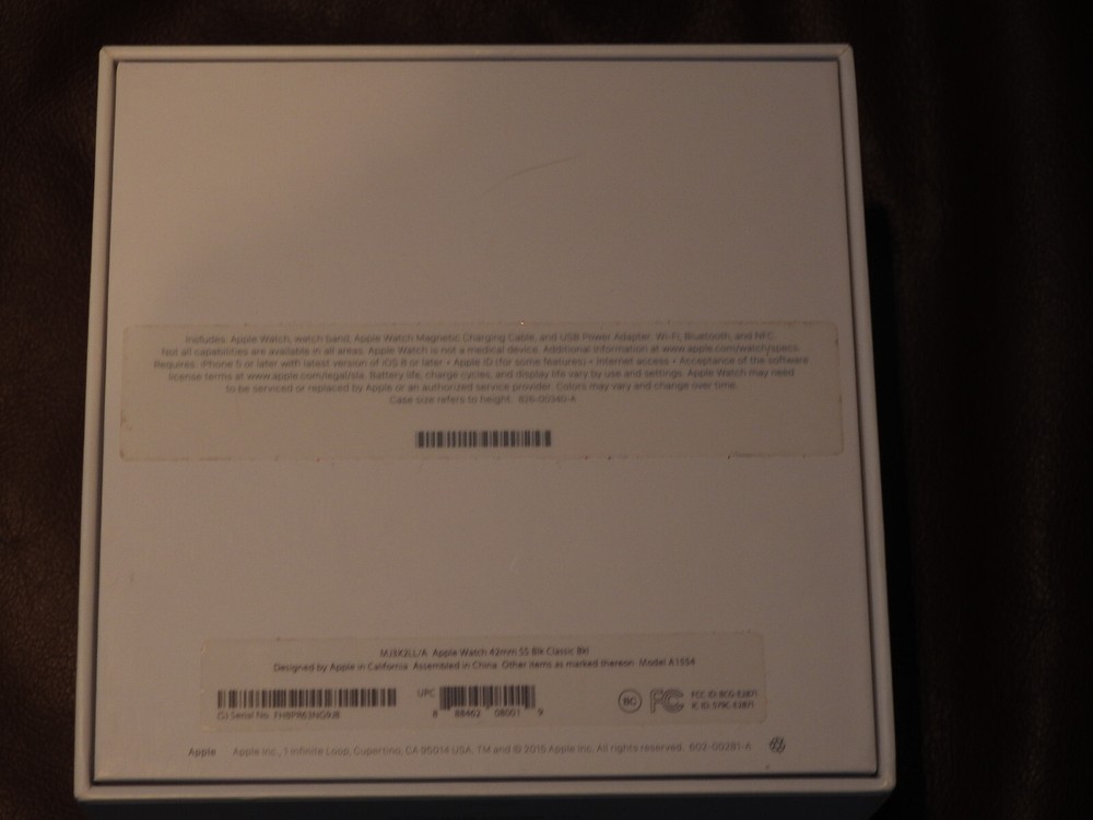 1ST GEN APPLE WATCH Model A1554 BOX EMPTY, BOX ONLY MANUAL SLEEVE- ALSO EMPTY