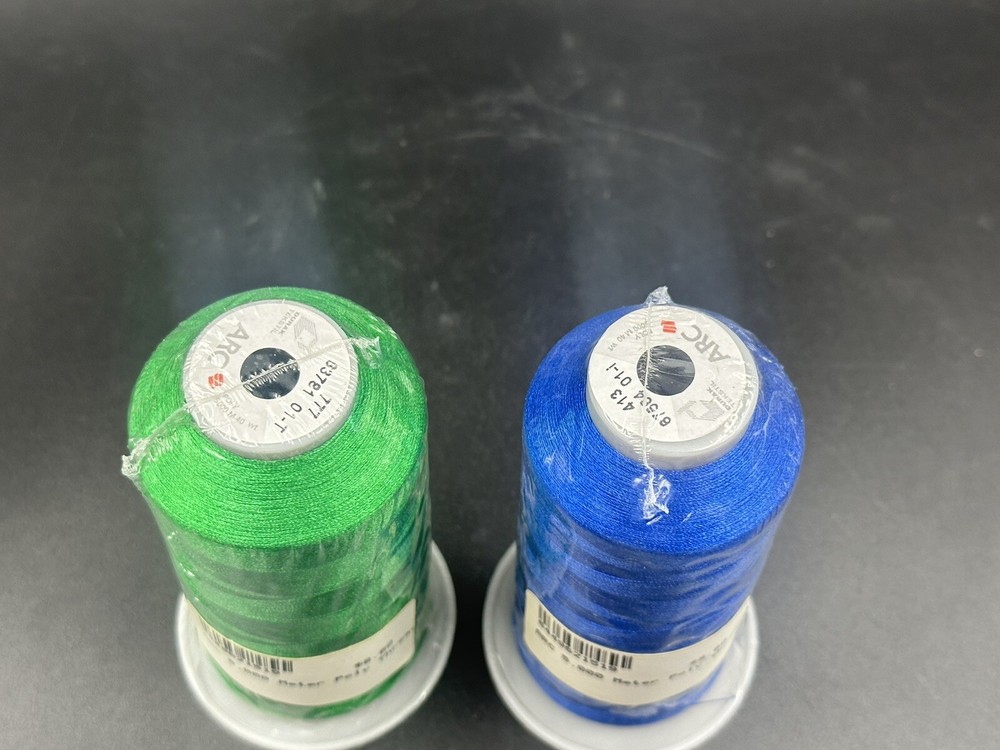 2-ARC 100% Polyester Embroidery Machine Thread (40wt- 5000M) Blue And Green