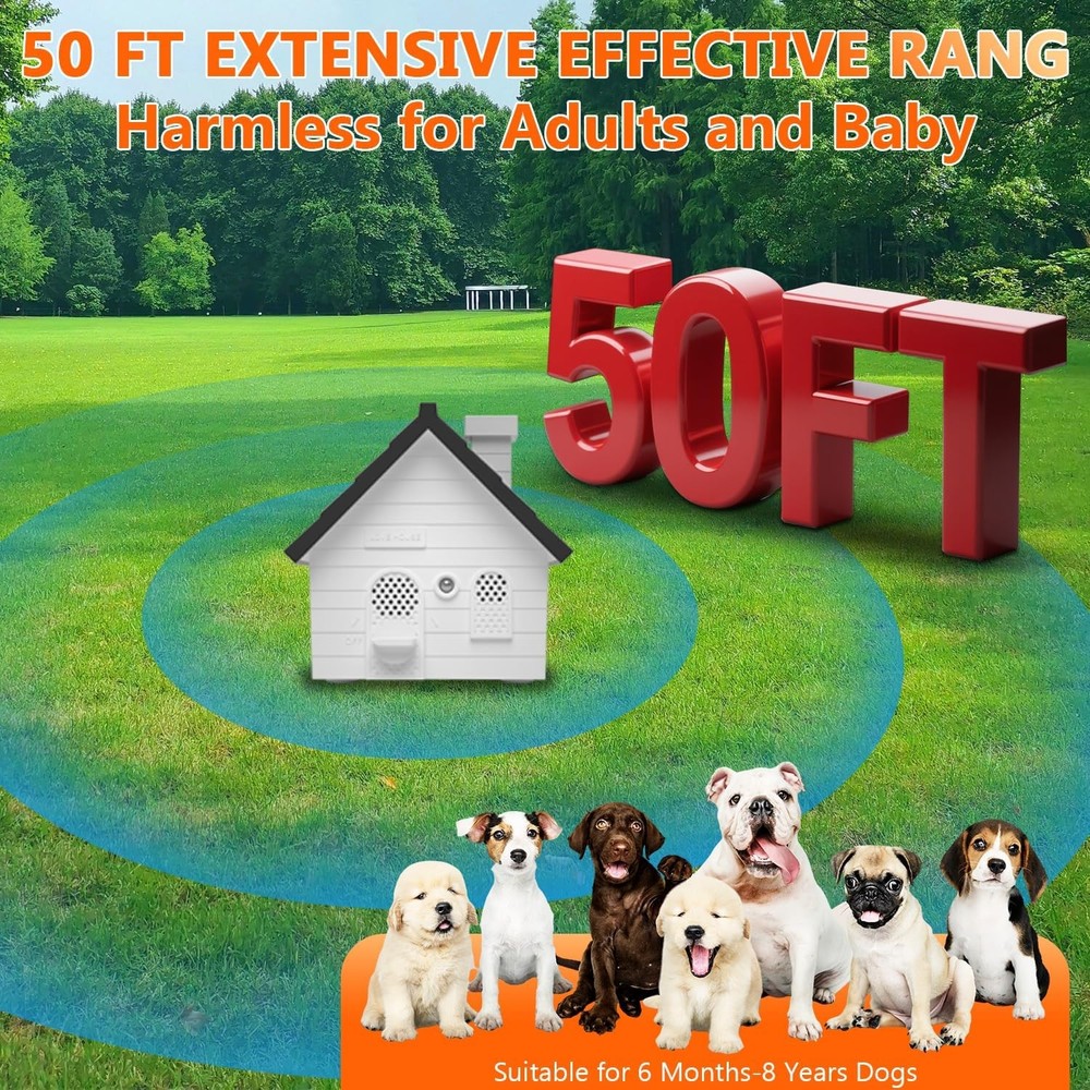 Weatherproof Anti Bark Device Dog Silencer 50ft Range