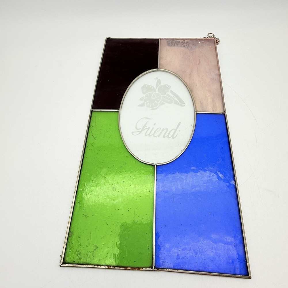 “Friend” Rectangular Stained Glass Suncatcher