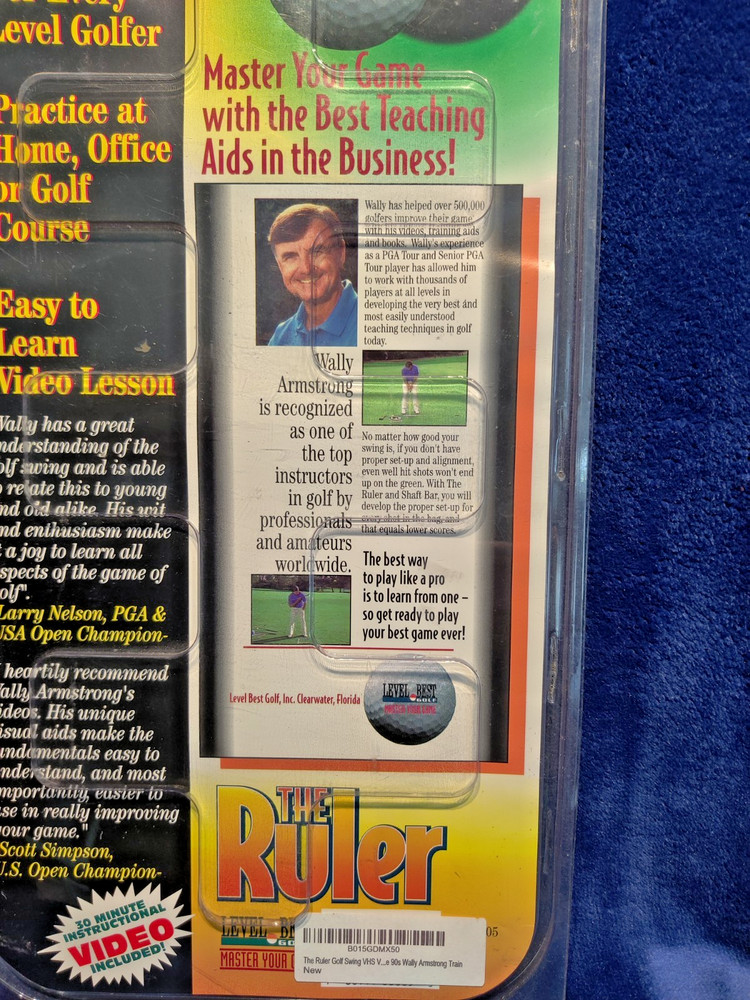 The Ruler Golf Practice Aid by Gary Player Putting Alignment Tool & VHS New