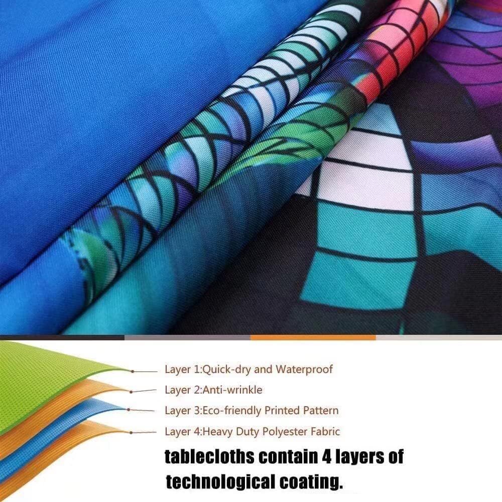 Square TableCloth Elastic Edged Fitted Table Cover Waterproof 100% Polyester