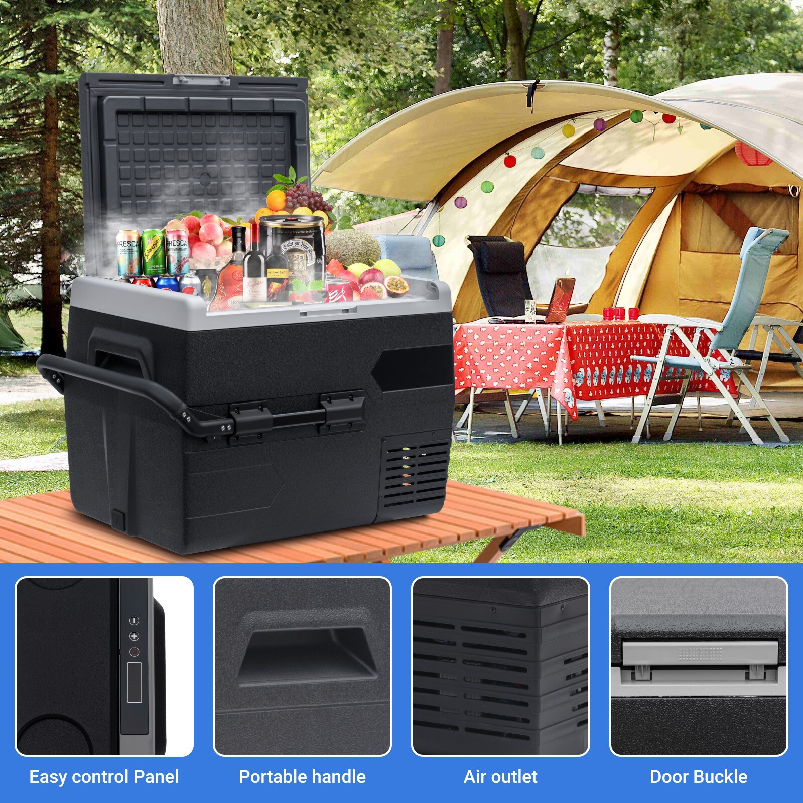 SMAD 2.3Cu.Ft/65L Car Fridge/Freezer DC12V/24V Compressor Cooler RV Refrigerator