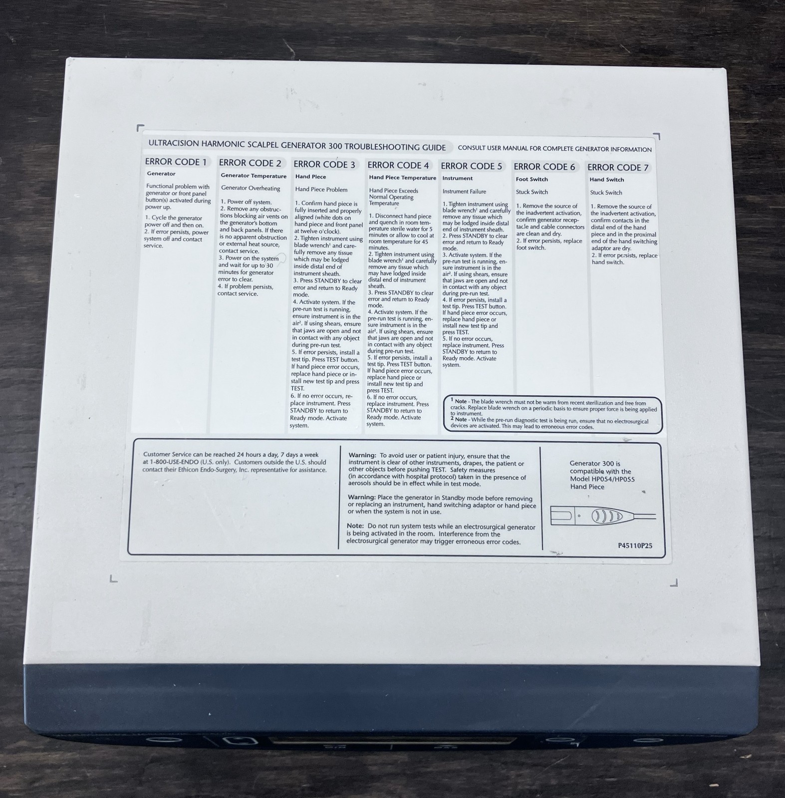 J & J GEN300 Ultrasonic Harmonic Scalpel Generator 04 w/ Footswitch & Handpiece