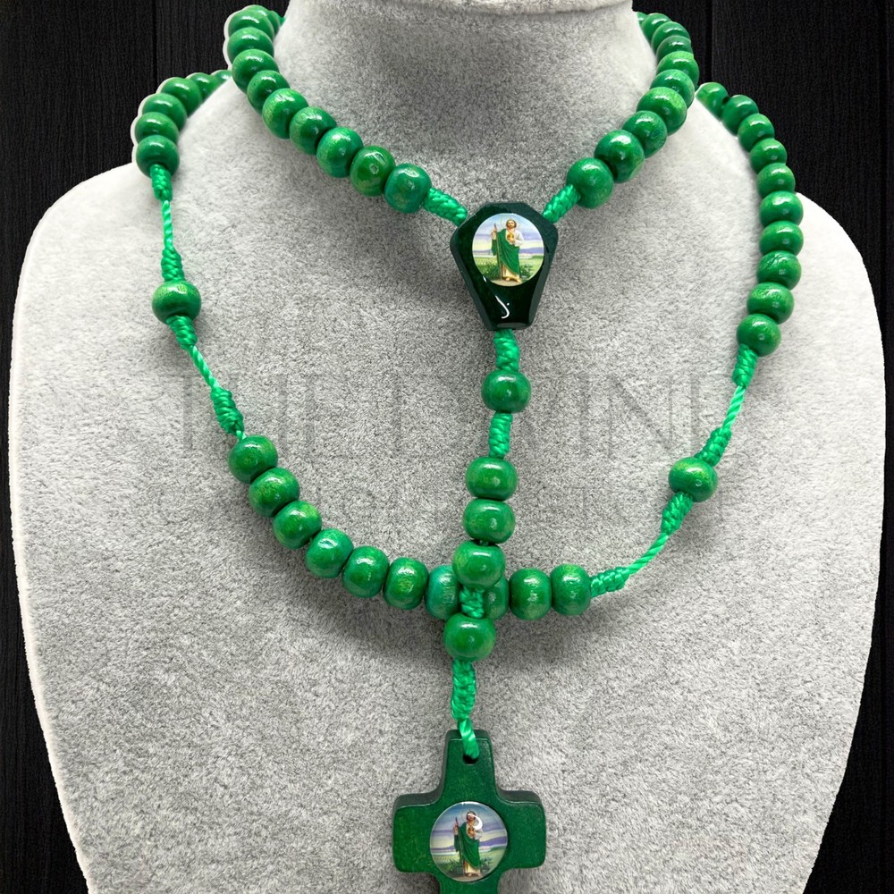 Green St. Jude Wooden Rosary