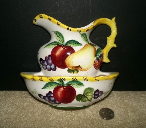 ceramic PITCHER and Bowl WALL POCKET
