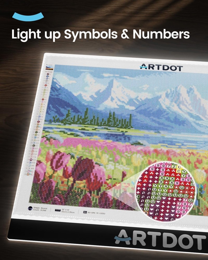 A2 LED Light Pad for Diamond Art USB Powered Light Board Kit, Adjustable