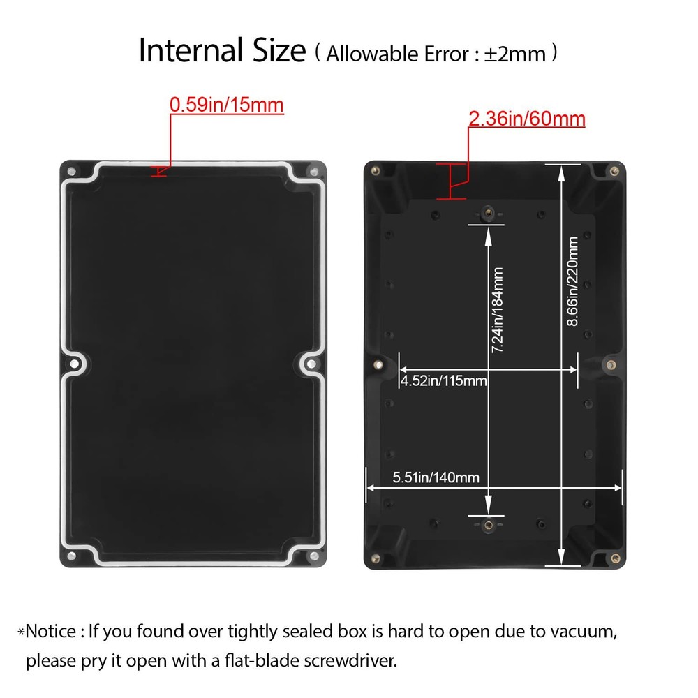 ABS Project Box IP65 Waterproof Junction Box 8.9"x5.7"x3.1" Electronics Black