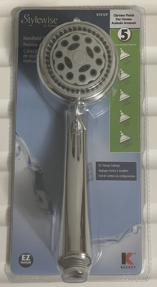 Stylewise Keeney 5 Function Handheld Showerhead Chrome Finish - Handshower NEW