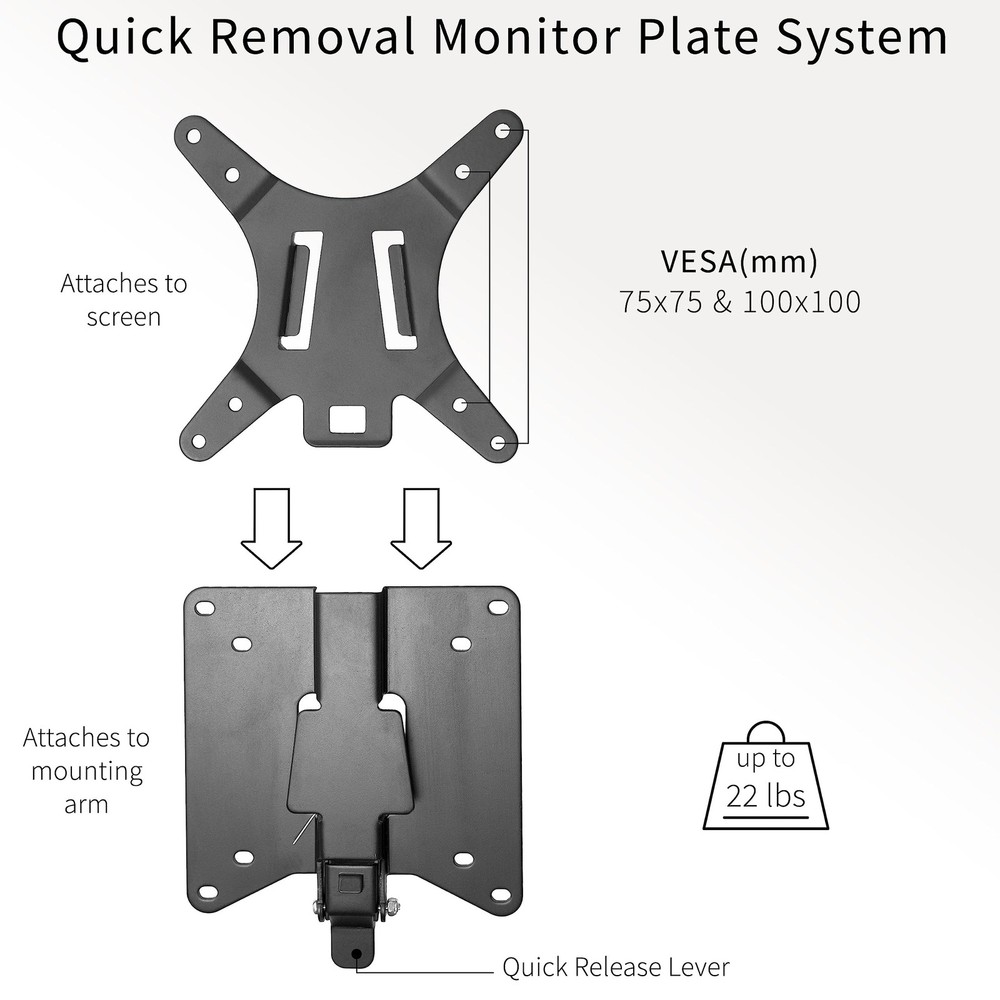 Adapter VESA Mount Quick Release Bracket Kit, Stand Attachment and Wall Mount