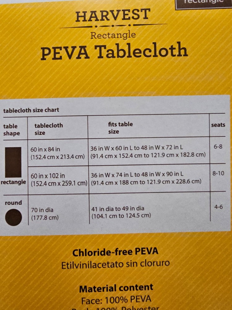 Harvest Retangle Peva Tableclooth 60×102