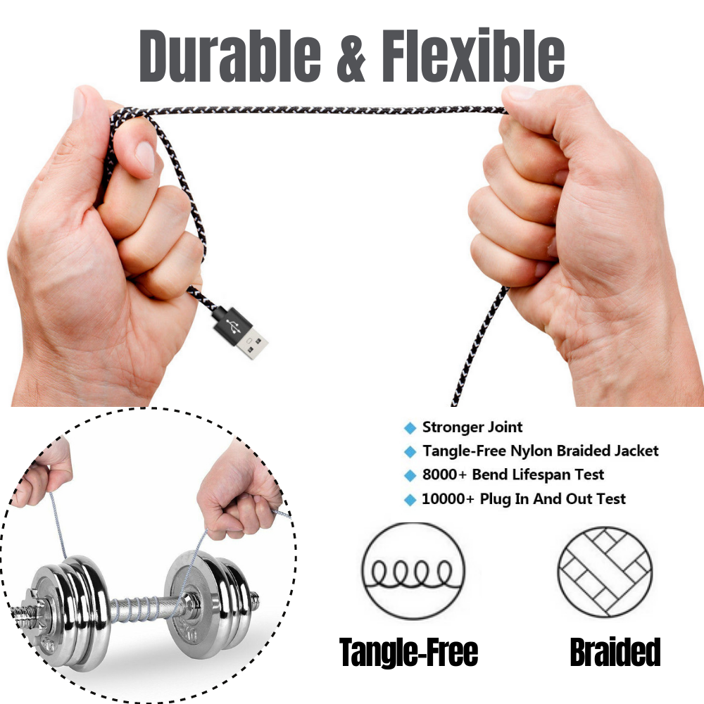 1-10 Pack Braided USB Type-C Fast Charging Data SYNC Charger Cable Cord 10FT Lot