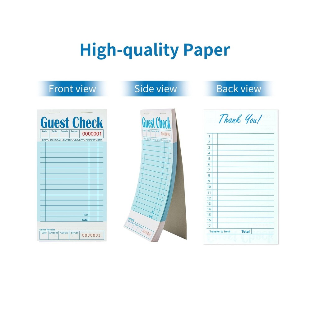 6 Pack Blue Guest Checks Books for Servers Server Note Pads, Waiter Checkbook...