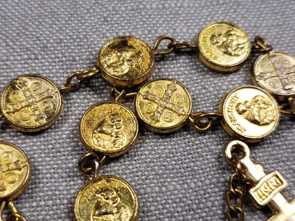 Vintage Rosary Chaplet St Benedict Beads Christian Religious B49