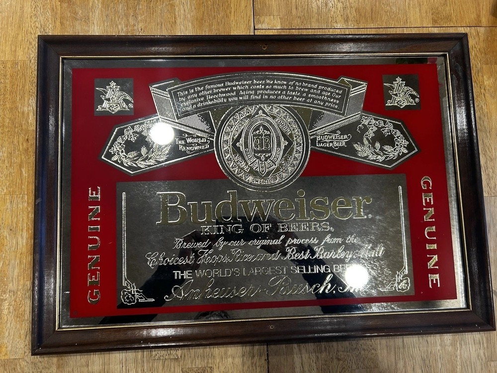 anheuser busch framed mirror 1988