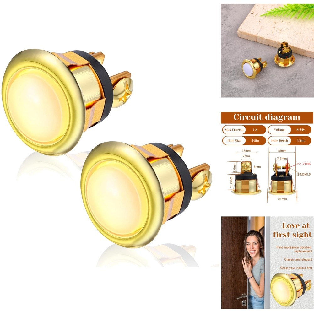 Elegant Lighted Doorbell Button Replacement - 2 Pack Weather-Resistant Kit