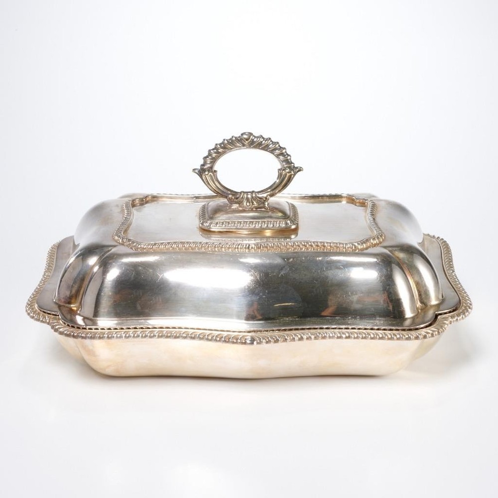 Harrison Brothers Howson Alpha HB&H Silver Soldered Rectangular Lidded Dish 11"l