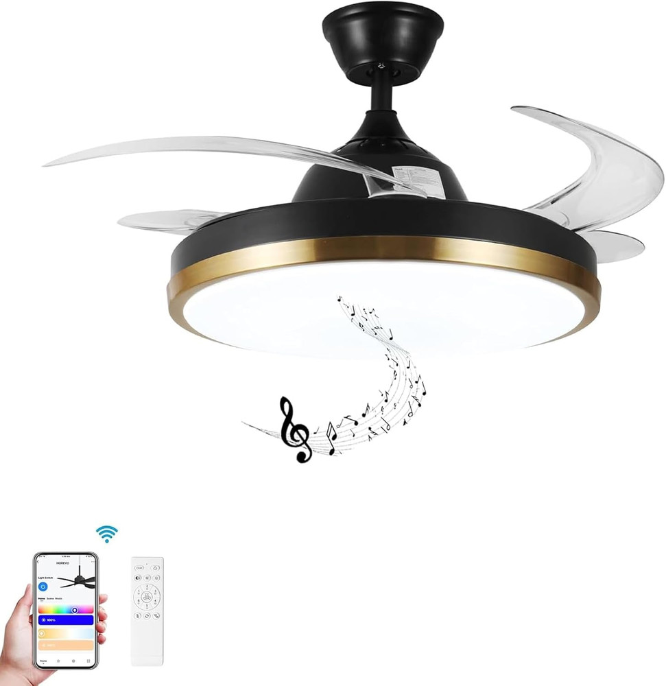 42” Retractable Ceiling Fan with Lights, Bluetooth, Alexa & Google Control