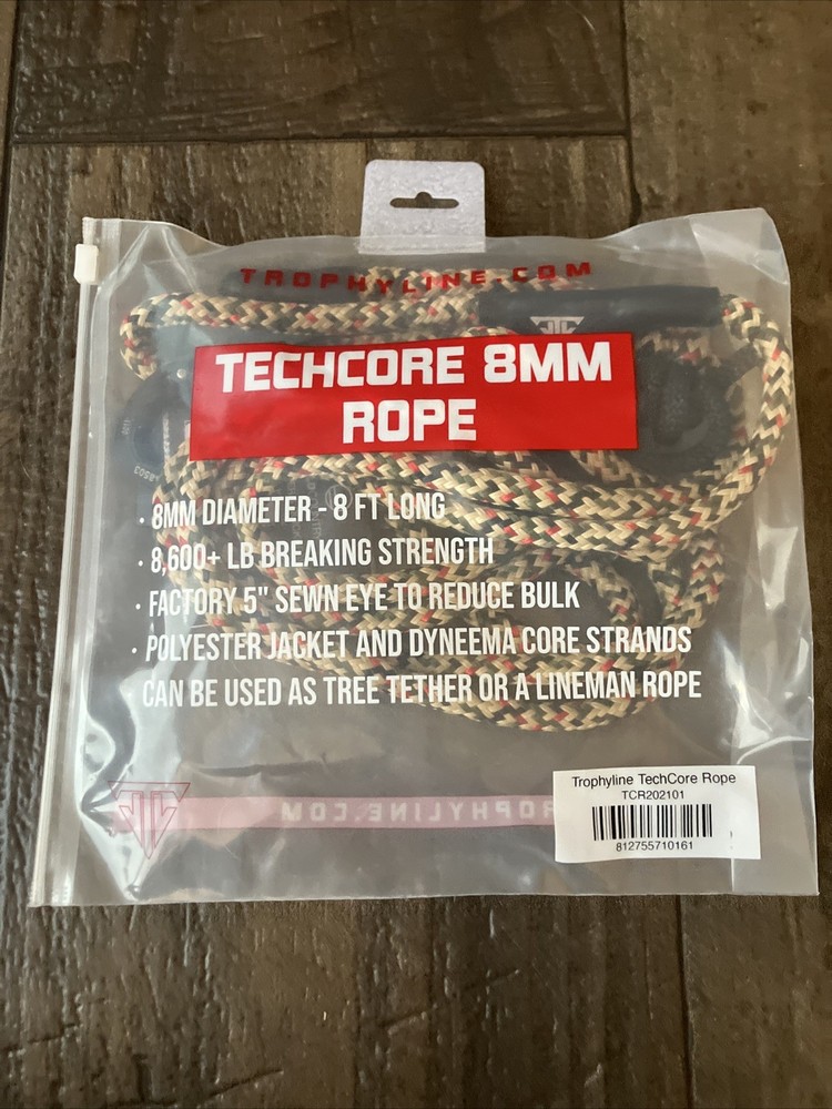 Trophyline TechCore Rope Multi Color 8MM Tether Lineman Rope New