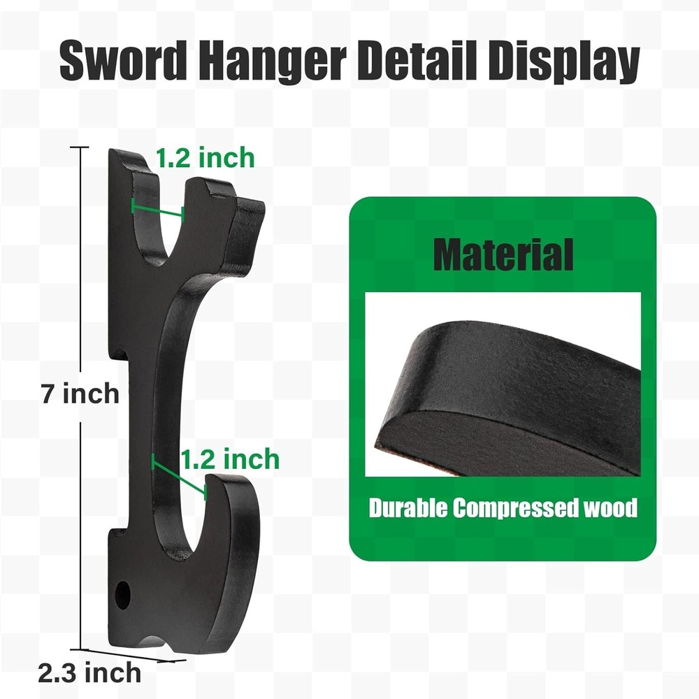 Adjustable 2-Tier Samurai Sword Holder Wall Mount - Japanese Weapon Rack