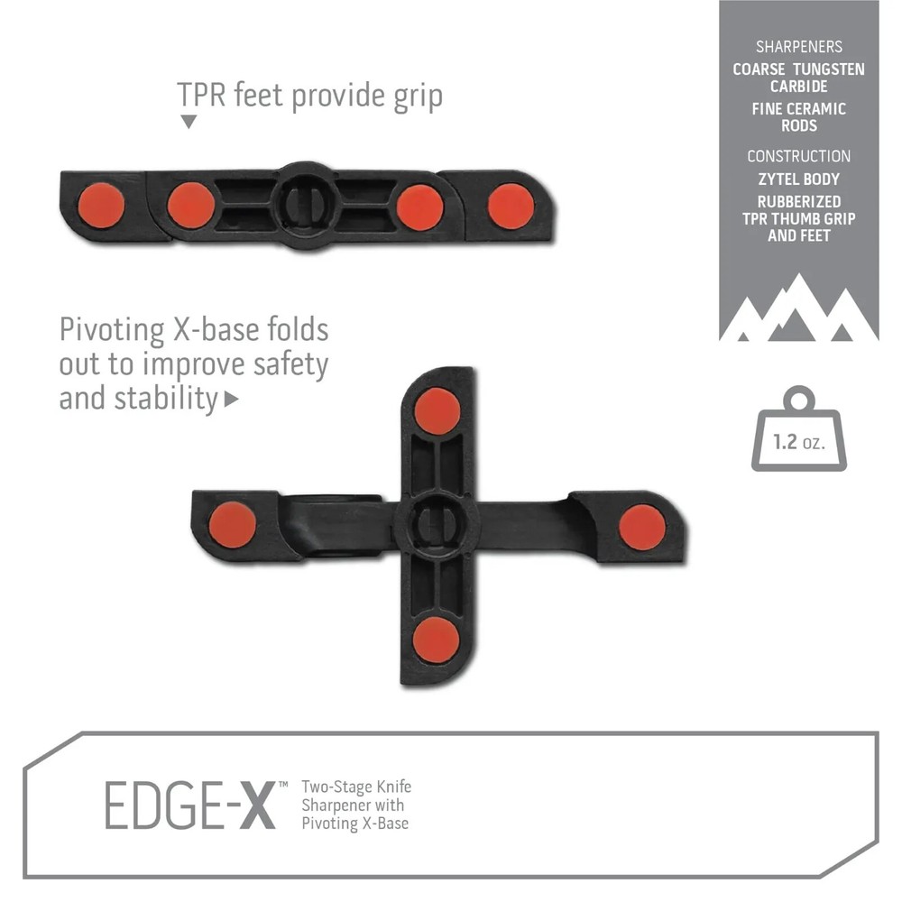Outdoor Edge Edge-X Two-Stage Sharpener Pivoting X-Base Course Carbide & Ceramic