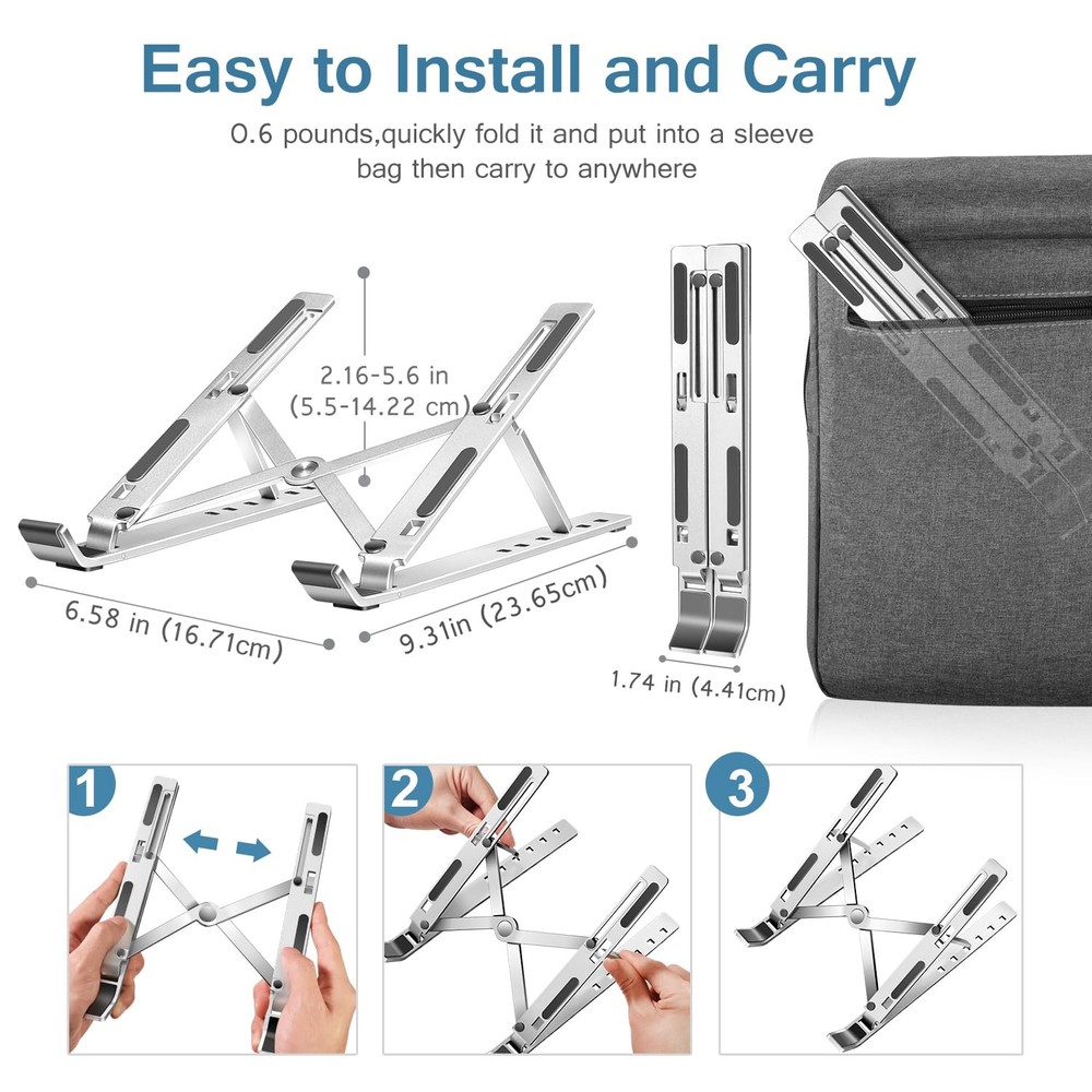 ivoler Laptop Stand, Holder Riser Computer Tablet 6 A-Silver